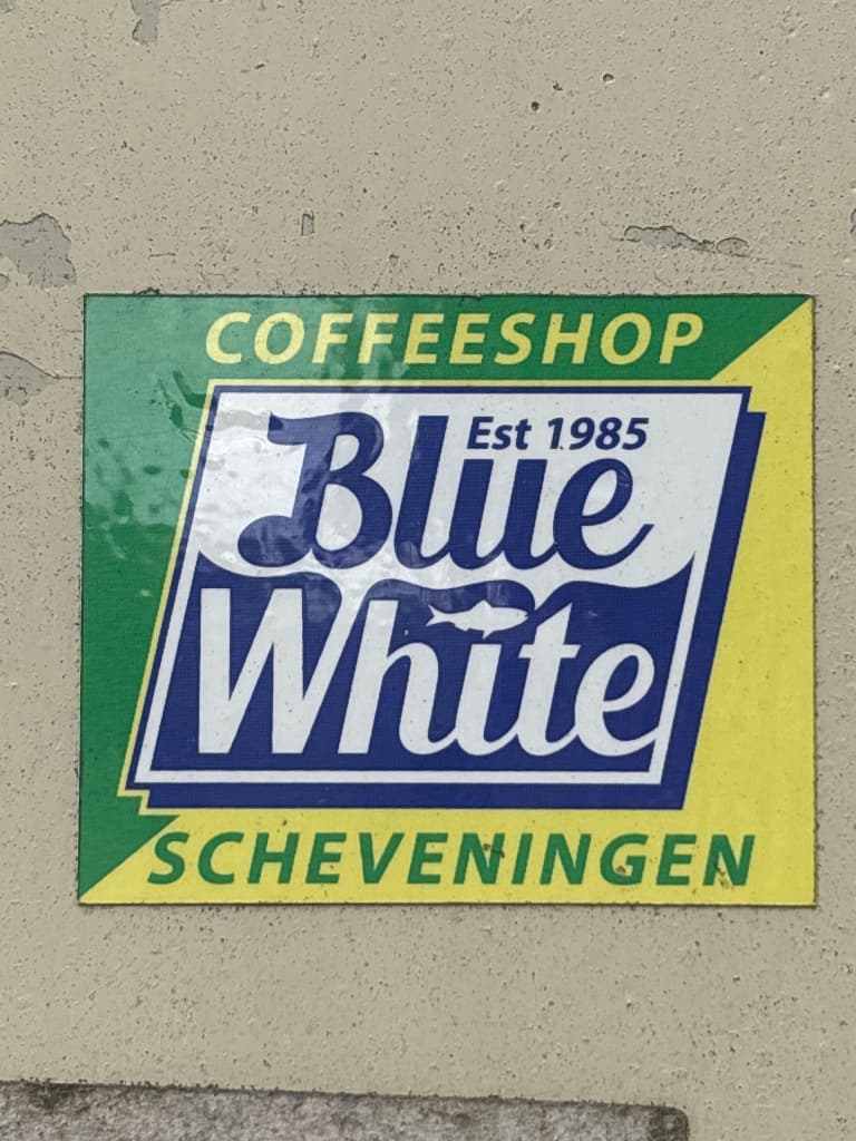 Coffeeshop Blue White Scheveningen sticker in The Hague