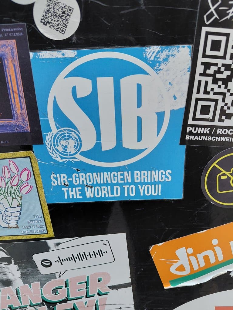SIB groningen brings the world to you sticker in Groningen